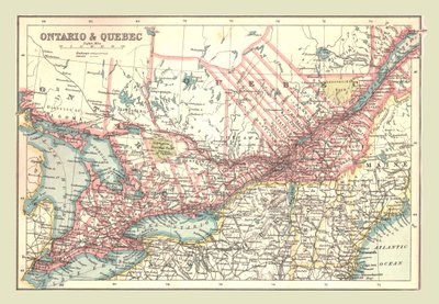 Mapa Ontario i Quebec, 1902. autorstwa Unbekannt