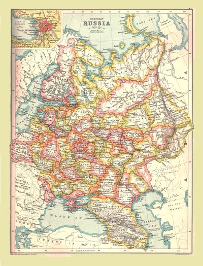 Mapa Rosji, 1902. autorstwa Unbekannt