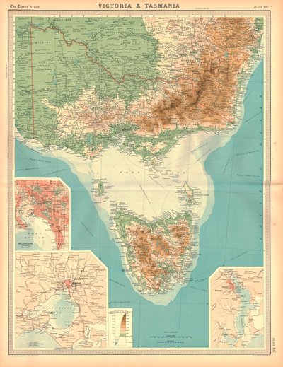 Mapa Wiktorii i Tasmanii autorstwa Unbekannt