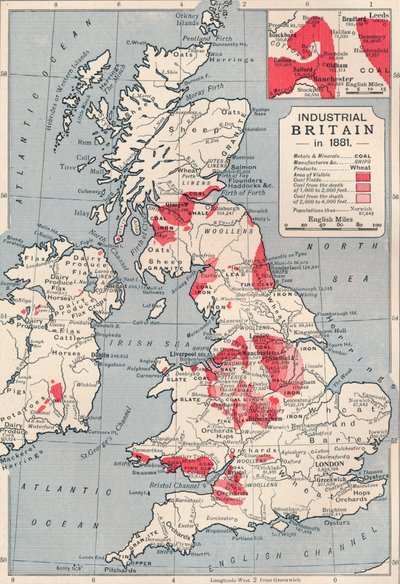 Mapa przemysłowej Wielkiej Brytanii w 1881, 1906 autorstwa Unbekannt