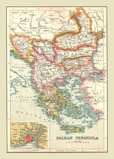 Mapa Półwyspu Bałkańskiego, 1902. autorstwa Unbekannt