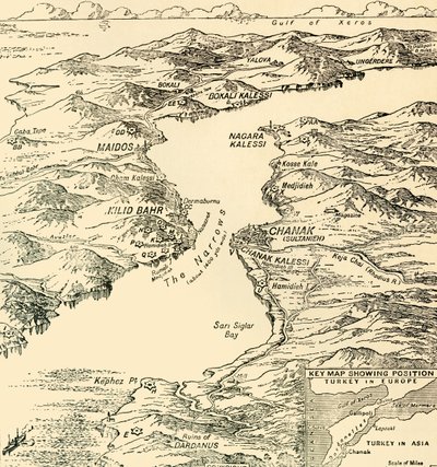Mapa Dardaneli, I wojna światowa, 1915, c1920. autorstwa Unbekannt