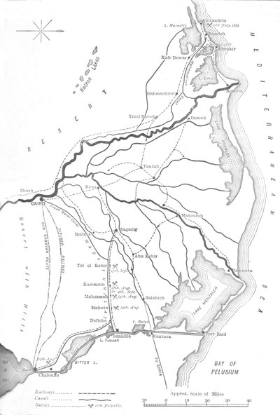 Mapa delty Nilu, punkty strategiczne w kampanii egipskiej, 1882, c1882-85 autorstwa Unbekannt