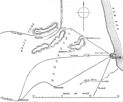 Mapa okolic Suakim, ok. 1885 r. autorstwa Unbekannt