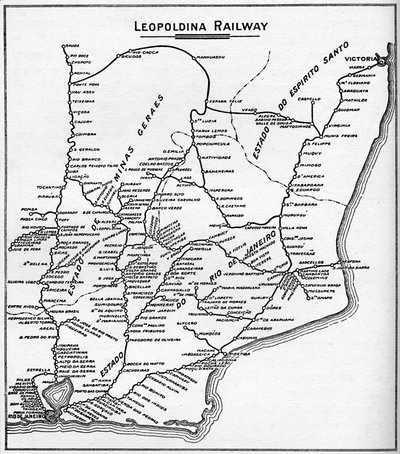 Mapa sieci kolejowej Leopoldina, 1914. autorstwa Unbekannt