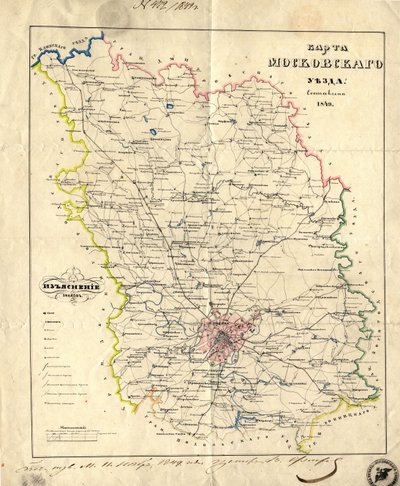 Mapa Gubernatorstwa Moskiewskiego, 1849 autorstwa Unbekannt