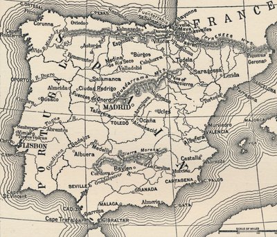 Mapa kampanii hiszpańskiej, c1807-1814, 1896 autorstwa Unbekannt