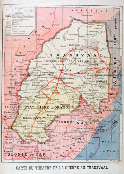 Mapa Teatru Wojny w Transwalu, 1899 autorstwa Unbekannt