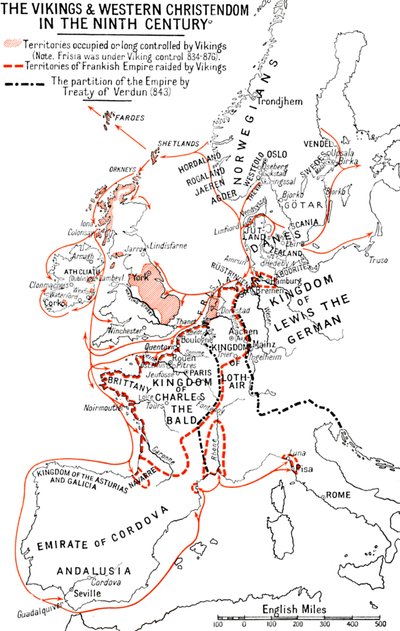 Mapa Wikingów i zachodniego chrześcijaństwa w IX wieku, 1935 r autorstwa Unbekannt
