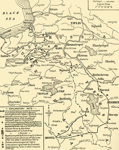 Mapa granicy rosyjsko-tureckiej, I wojna światowa, ok. 1920 r. autorstwa Unbekannt