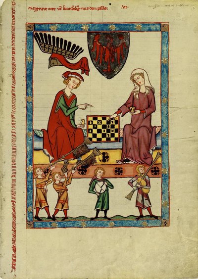 Margrabia Otto IV Brandenburg gra w szachy z Kodeksu Manesse, między 1305 a 1340 autorstwa Unbekannt