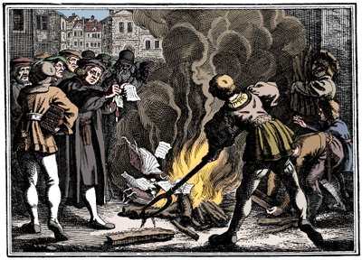 Marcin Luter palący bullę papieską, 1520 autorstwa Unbekannt