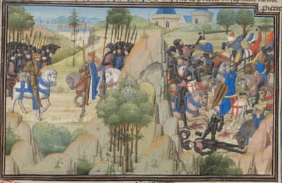 Spotkanie Konrada III Niemiec i Ludwika VII Francji. Miniatura z Historii Williama Tyru, lata 60. XIV wieku autorstwa Unbekannt