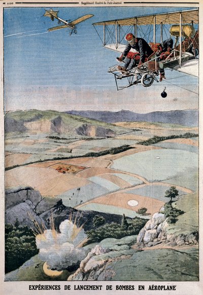Członkowie francuskiego korpusu lotniczego na ćwiczeniach bombowych w Chalons, 1912 autorstwa Unbekannt