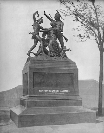 Pomnik masakry w Fort Dearborn, ok. 1897 r. autorstwa Unbekannt