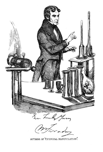 Michael Faraday wykłada w Royal Institution, Londyn, c1835 autorstwa Unbekannt