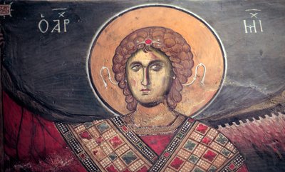 Mickael Archangel Bizantyjski fresk z kościoła Panagia tou Arakos Cypr z XII wieku Malowane kościoły UNESCO Troodos, Cypr autorstwa Unbekannt