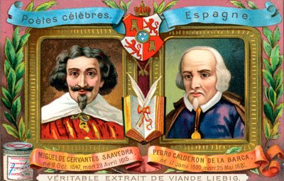 Miguel de Cervantes Saavedra i Pedro Calderon De La Barca, c1900 autorstwa Unbekannt