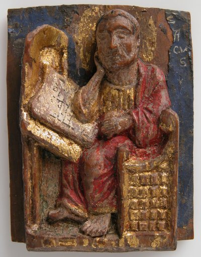 Miniaturowa płaskorzeźba św. Marka przy jego stole do pisania, ca. 1200-1225. autorstwa Unbekannt