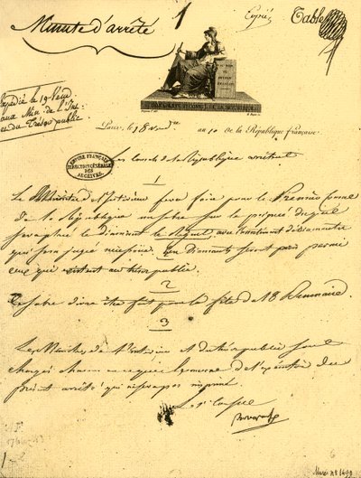 Rozkaz ministerialny dotyczący... szabli dla Pierwszego Konsula, 10 października 1801, 1921. autorstwa Unbekannt