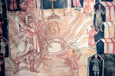 Moise au puits de Meriba - Obraz Synagogi Dura Europos. III wiek n.e. Muzeum Żydowskie w Nowym Jorku. autorstwa Unbekannt