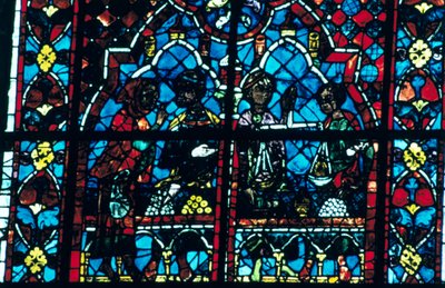 Rozmieniarki pieniędzy, witraże, katedra w Chartres, Chartres, Francja autorstwa Unbekannt