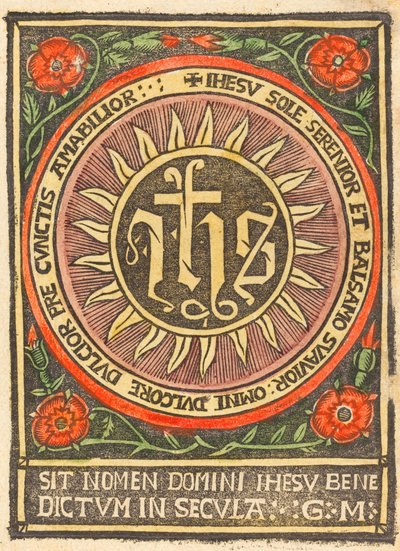 Monogram JHS w płonącym kole, c. 1500. autorstwa Unbekannt