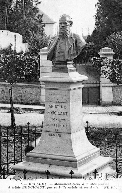 Pomnik Aristide Boucicaut przed jego domem w jego rodzinnym mieście Bellême we Francji (lito) autorstwa Unbekannt