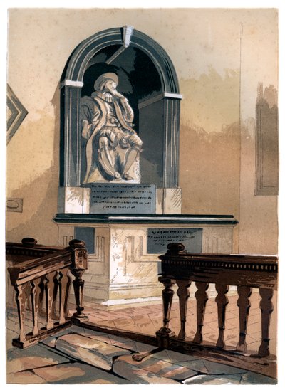 Pomnik Francisa Bacona w kościele St Michaels w pobliżu St Albans, Hertfordshire, c1850 autorstwa Unbekannt