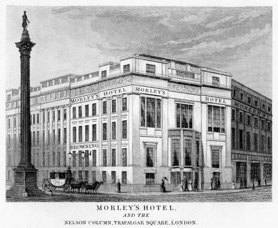 Morleys Hotel and Nelsons Column, Trafalgar Square, Westminster, Londyn, XIX wiek autorstwa Unbekannt
