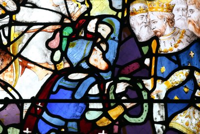 Katedra w Moulins. Witraż. Krucjaty. Saint Louis i korona cierniowa, 20160603, Moulins, Europa autorstwa Unbekannt