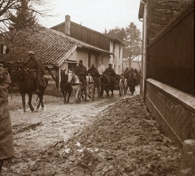 Konni żołnierze francuscy z artylerią, c1914-c1918 autorstwa Unbekannt