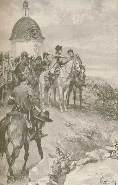 Napoleon i jego sztab w Austerlitz, 1896 autorstwa Unbekannt