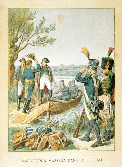 Napoleon i Massena na wyspie Lobau, maj 1809, XIX w. autorstwa Unbekannt