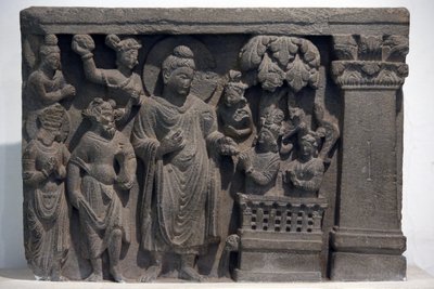 Muzeum Narodowe Indii, Delhi. Budda z Naga-Kaliką. Gandhara, II wiek n.e., Kamień. Pożyczka z muzeum Mayo College w Ajmer. Indie. autorstwa Unbekannt