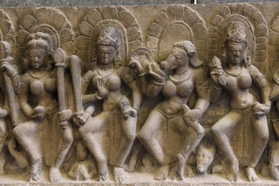 Muzeum Narodowe Indii, Delhi. Saptamatrikas (siedem boskich matek). Pratihara autorstwa Unbekannt