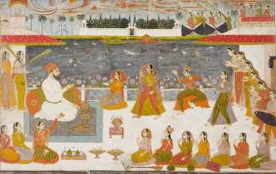 Nawab i panie obserwujące nauta na tarasie, 1760 autorstwa Unbekannt