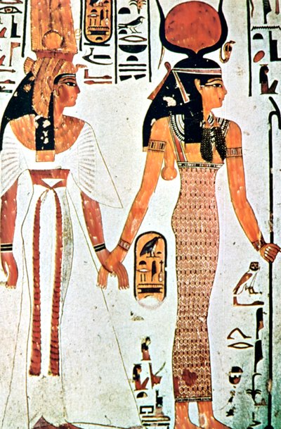 Nefertari i Izyda, starożytne egipskie malowidło ścienne z grobowca tebańskiego, XIII wiek pne autorstwa Unbekannt