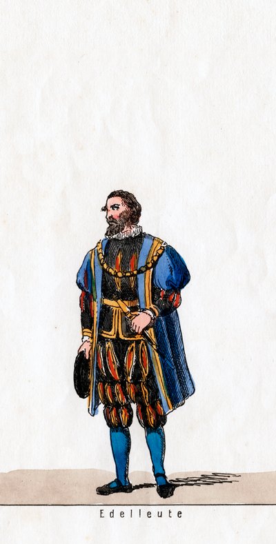Szlachcic, projekt kostiumu do sztuki Szekspira Henryk VIII, XIX w. autorstwa Unbekannt