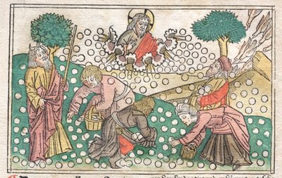 Biblia norymberska: Manna spadająca z nieba, XIV wiek. autorstwa Unbekannt