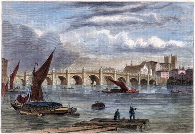 Stary Most Westminsterski w 1754 r., XIX w. autorstwa Unbekannt