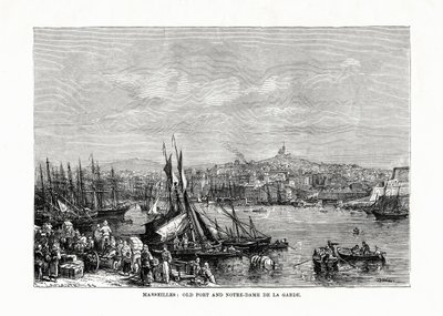 Stary port i Notre Dame de la Garde, Marsylia, Francja, 1879 autorstwa Unbekannt
