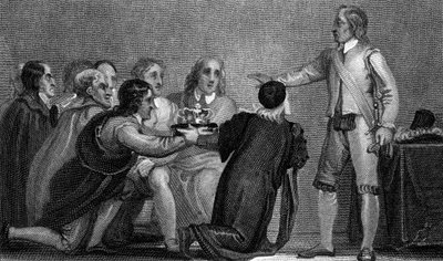 Oliver Cromwell odrzucający koronę, 1650 autorstwa Unbekannt