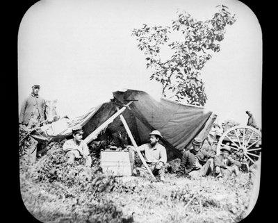 Jedna ze stacji General Grants Union Field Telegraph podczas wojny secesyjnej, 1861-1865 autorstwa Unbekannt