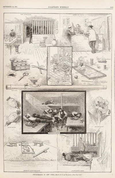 Palenie opium w Nowym Jorku Z Harpers Weekly, 24 września 1881, 1881 autorstwa Unbekannt