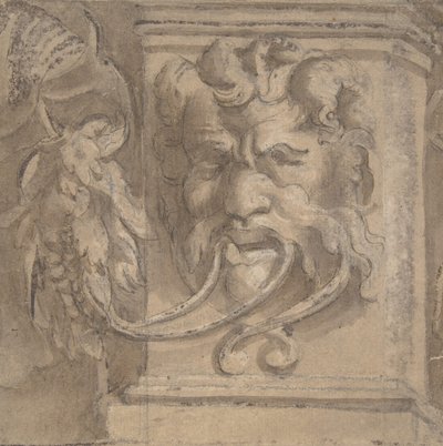 Ozdobny wzór z maską w stylu antycznym, 1550-1600. autorstwa Unbekannt
