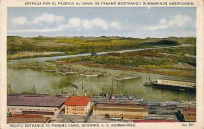 Wejście na Pacyfik do Kanału Panamskiego z amerykańskimi okrętami podwodnymi, ok. 1920 r. autorstwa Unbekannt