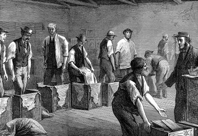Pakowanie herbaty w magazynach East & West India Dock Company, Londyn, 1874 autorstwa Unbekannt