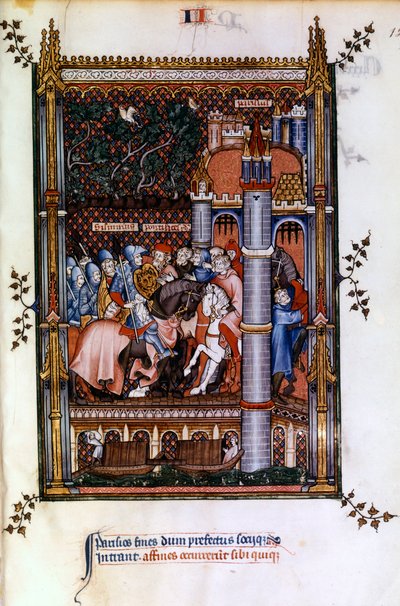 Pogańscy kapłani witają Sisinniusa u bram Paryża, 1317 autorstwa Unbekannt