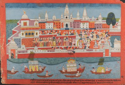 Strona z rozproszonego rękopisu Bhagavata Purana Życie Kryszny, ca. 1775. autorstwa Unbekannt